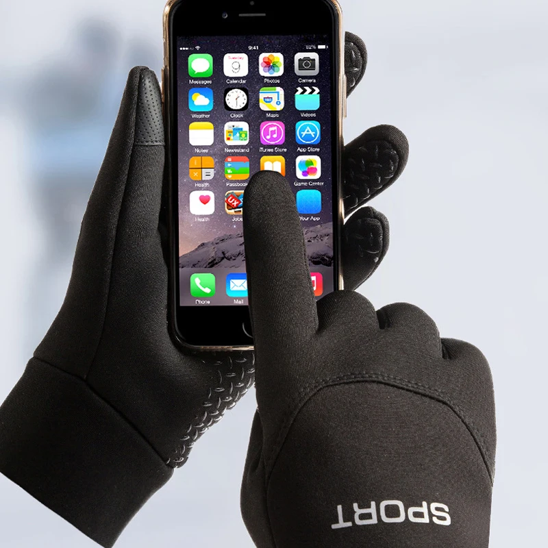 Winter Gloves Men Women Cycling Water-repellent Touch Screen Motorcycle Anti-Skid Reflective Warm Fleece Ski Sports Gloves