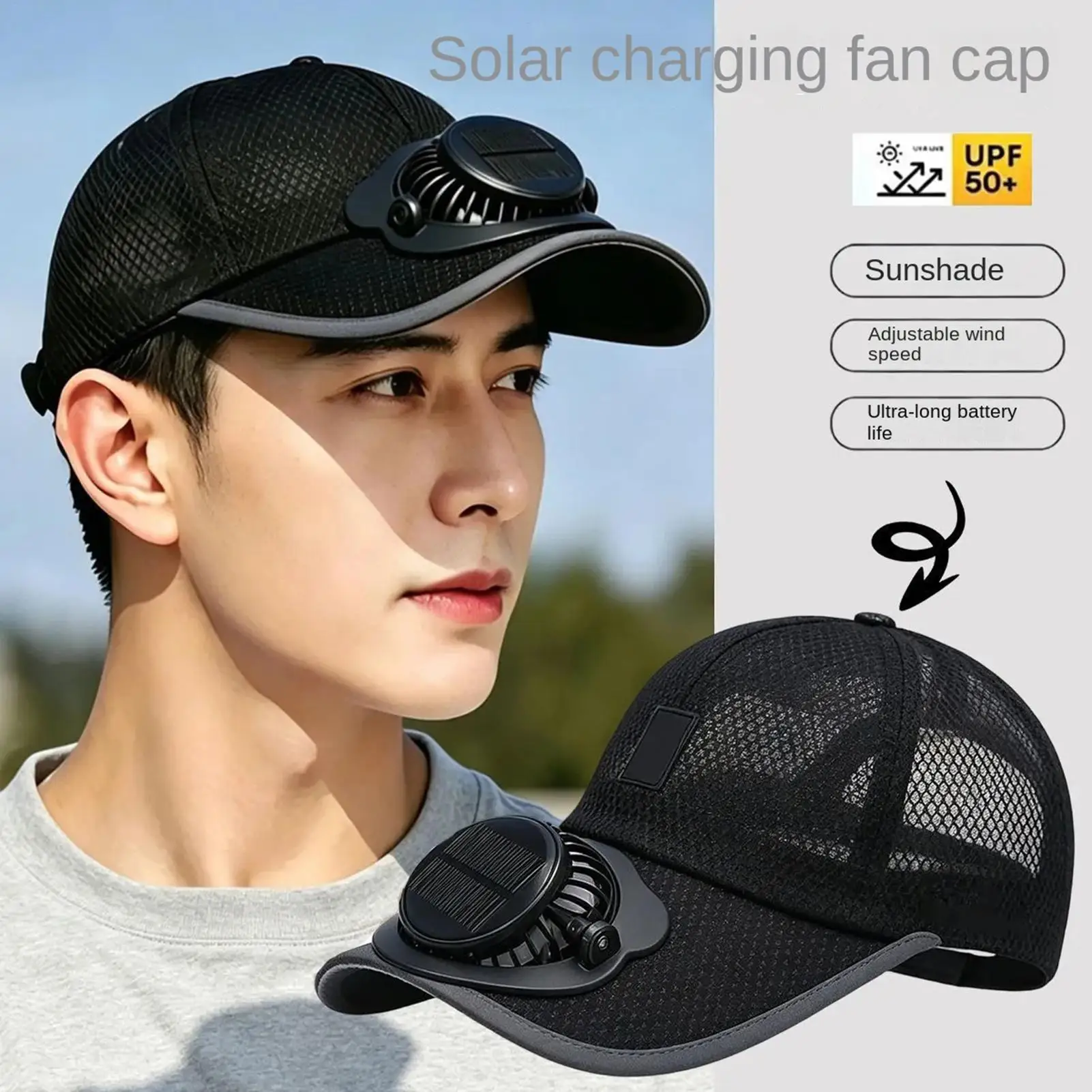 Hat With Fan 3 Levels Solar Camping Sun Shade Cooling Hat With Fan For Commuting Fishing Walking Hiking Camping Travel Beach