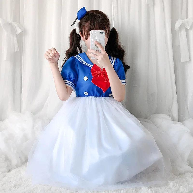 Marineleider Meid Jurk Voor Vrouwen Anime Cosplay Vestidos Schattige Lolita Japanse Korte Mouw Discraz Party Event Make-Up Bal