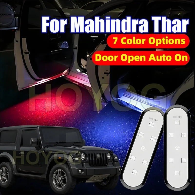 Fit for Mahindra Thar 2020-2026 USB Rechargeable Wireless 6-LED Car Door Welcome Lamp featuring an Infrared Sensor