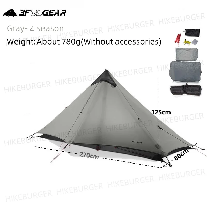 3F UL Gear 2026 Lanshan 1P Zelt Outdoor Camping 15D SilNylon Zelt Ultraleicht 760g Wasserdichtes Stangenloses Zelt für Trekking und Backpacking