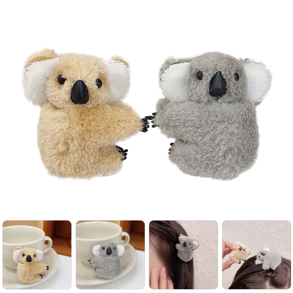 

1 Pair of Adorable Hair Claw Clips Cute Koala Plush Hair Clips for Girls Animal Hair Claws Clips Mini Hair Clips Ornaments Stuff