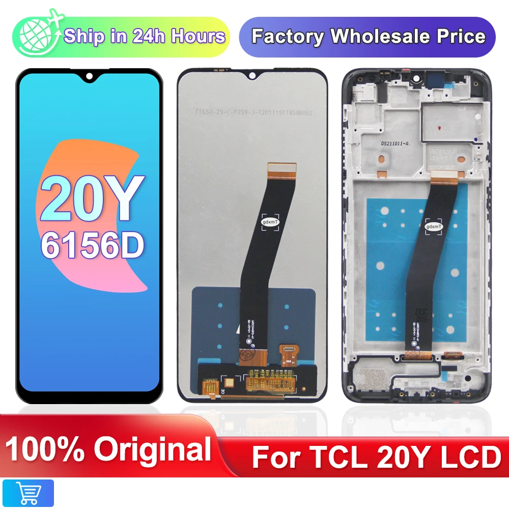 

Original New 20Y For TCL 20Y LCD Display With Frame Touch Panel Digitizer Assembly 6.52" For TCL 20Y 6156D Screen Replacement