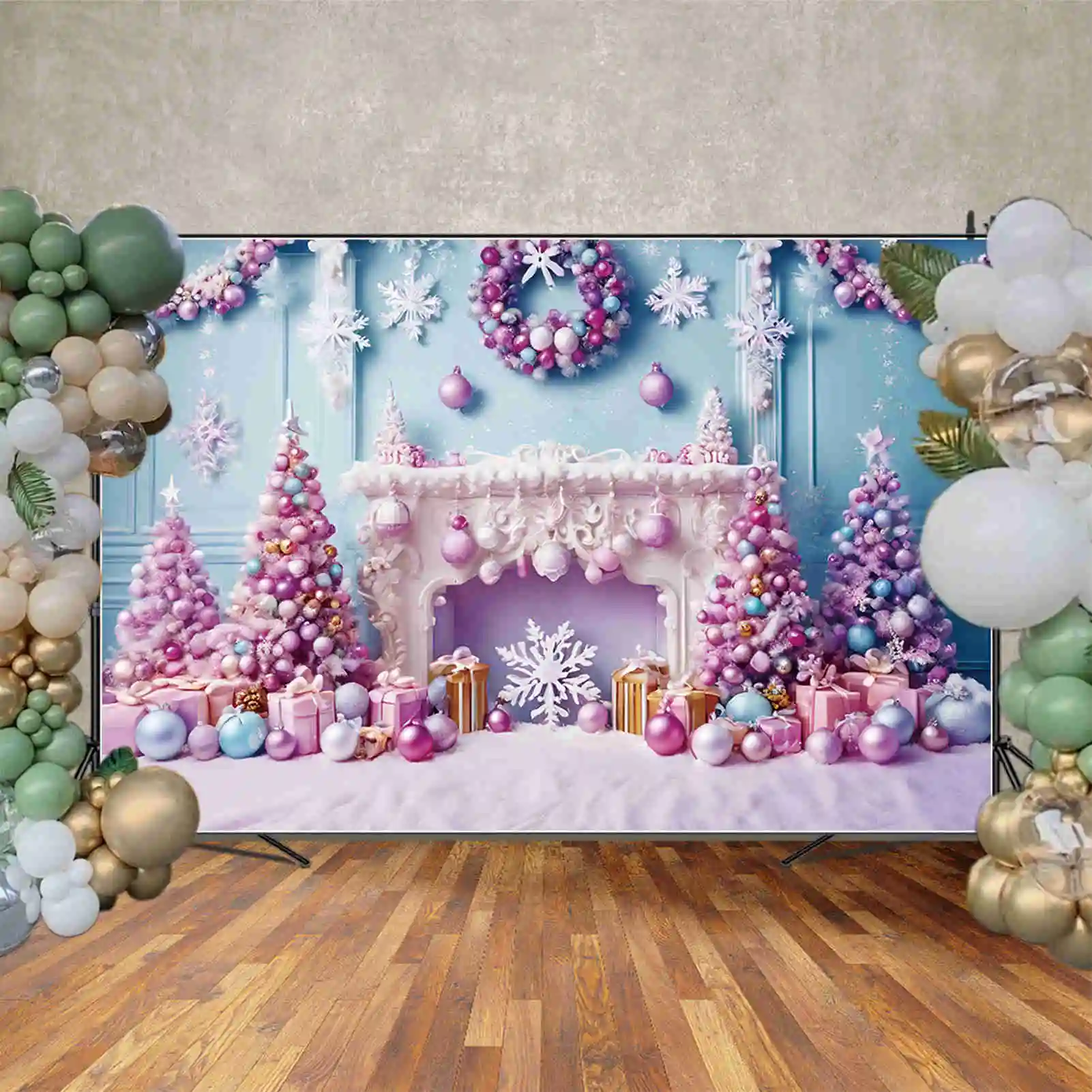 Maan. Qg Meisjes Kerstkerstbomen Achtergronden Western Indoor Bevroren Versierde Boom Achtergrond Feest Fotozone Accessoires