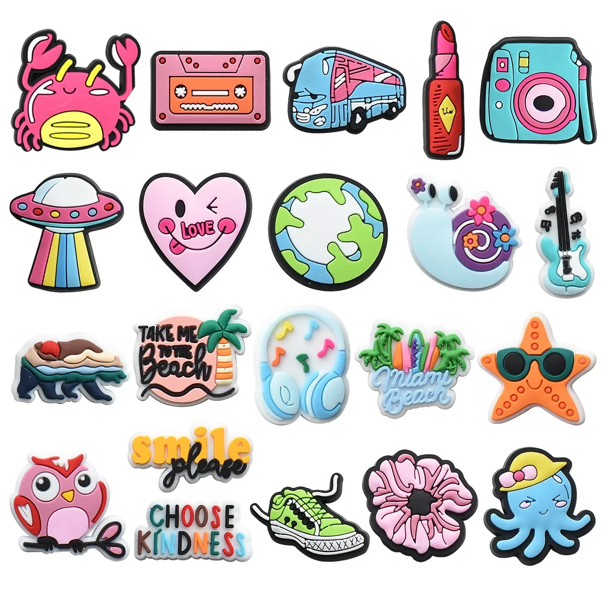 2pcs PVC animal bus colorful shoe buckle charms accessories decorations for sandals clog wristbands DIY party unisex kids gift