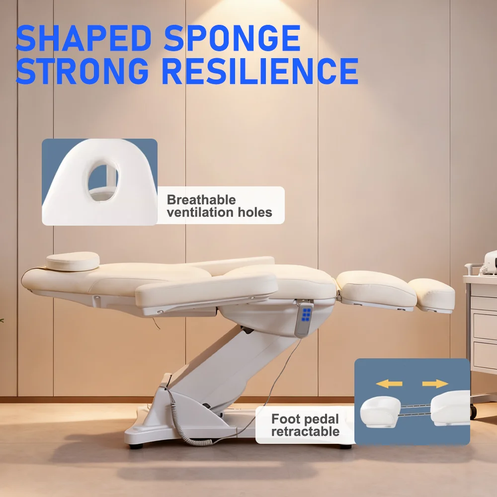 Elettrico 3 motori Estetici Reclinabili Esame medico Sedia per tatuaggi Spa Massaggio Cosmetico Lettino per bellezza facciale