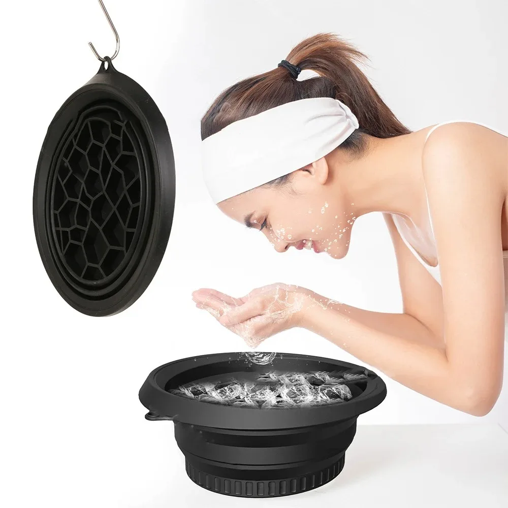 Foldable Face Ice Bath Bowl Facials Plunge Washbasin Silicone Portable Travel Home Skincare Ice Facials Bath