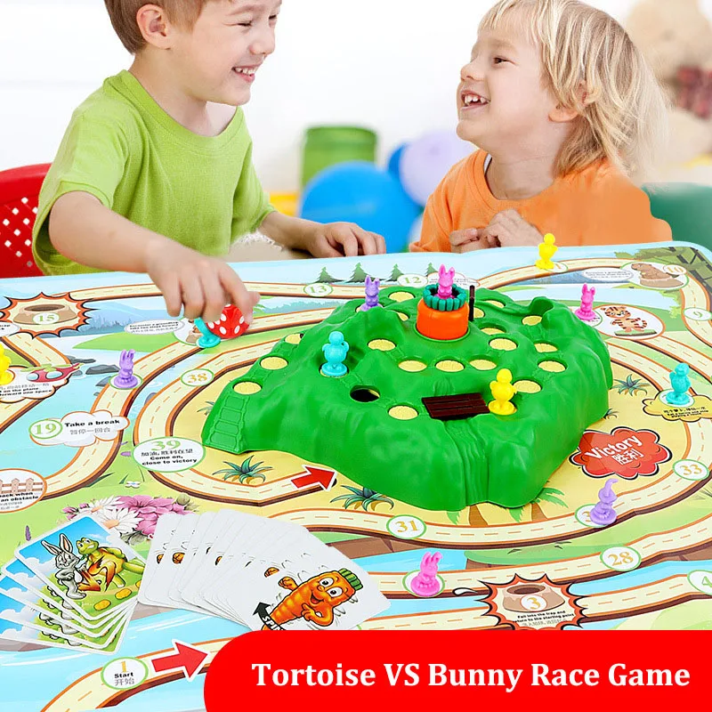 Bunny VS Tortoise Race Table Game with Map for Kids