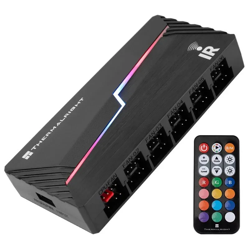 Thermalright ARGB FAN HUB X12 IR Fan Hub ARGB Controller PWM Temperature Control with Remote Control, ARGB-&-FAN-HUB-X12-IR