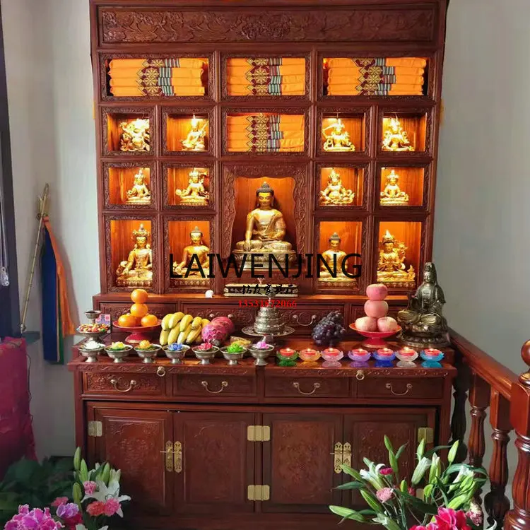 MJY Solid Wood Offering Table Household Mahogany Shrine Cabinet Tibetan Shrine Chinese Offering Table