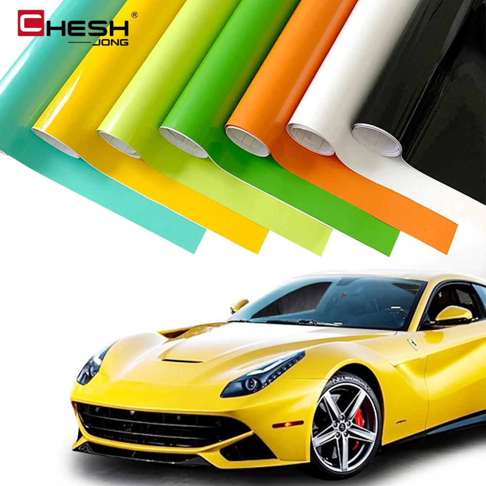 Car Glossy Color Vinyl Wrap Film Color Change Stickers Decals Foil Bubble Free Decoration for Motorcycle Automobiles Accessories