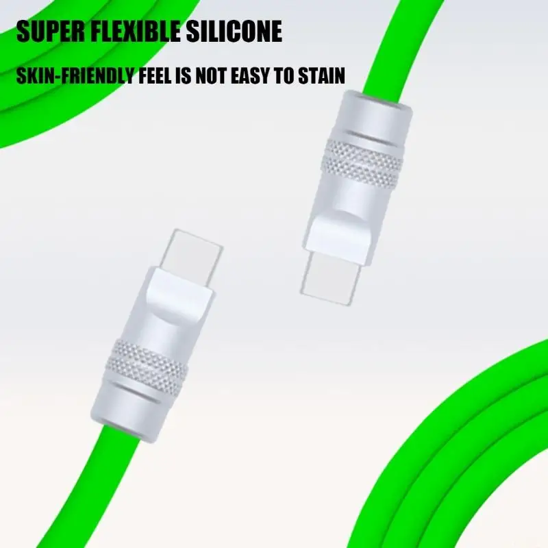 B03F USB C to USB C Silicone Charging and Data Cable 2 Meter with Length for Desk Bedside Office and Travel Bags