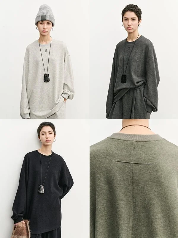 

Удобная длинная трикотажная футболка Све, комплект широких брюк, свободный крой, круглый, нелье, обычная длина