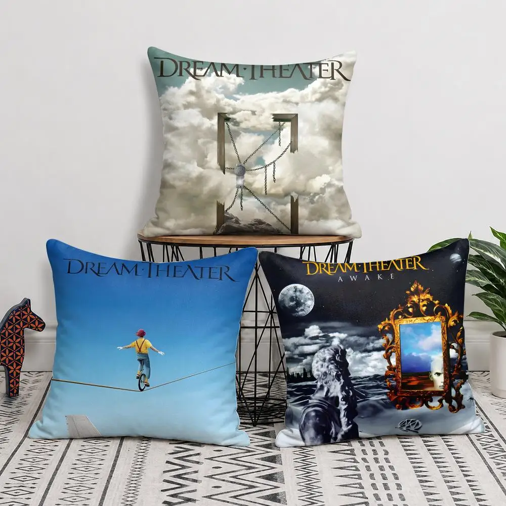 Rock Band D-Dream Theater Cushion Cover Double-Sided Plush Sofa Cushion Covers Organic Breathable Invisible Zipper
