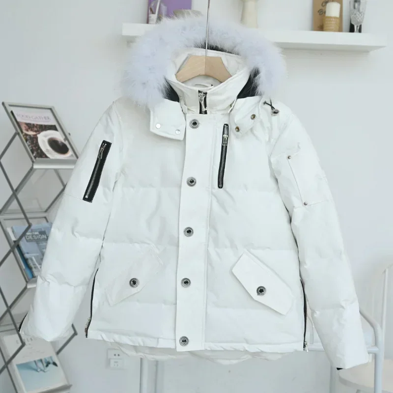 MO*SE KNUCKL*S Effen kleur winddicht crop pufferjack Winter dikke korte stijl 90% witte ganzendons jas heren bovenkleding