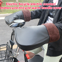 Electric Bicycle Warm Gloves Waterproof Electric Scooter Handle Cover Winter Plush Thickened Motorcycle Bicycle Leather Gloves