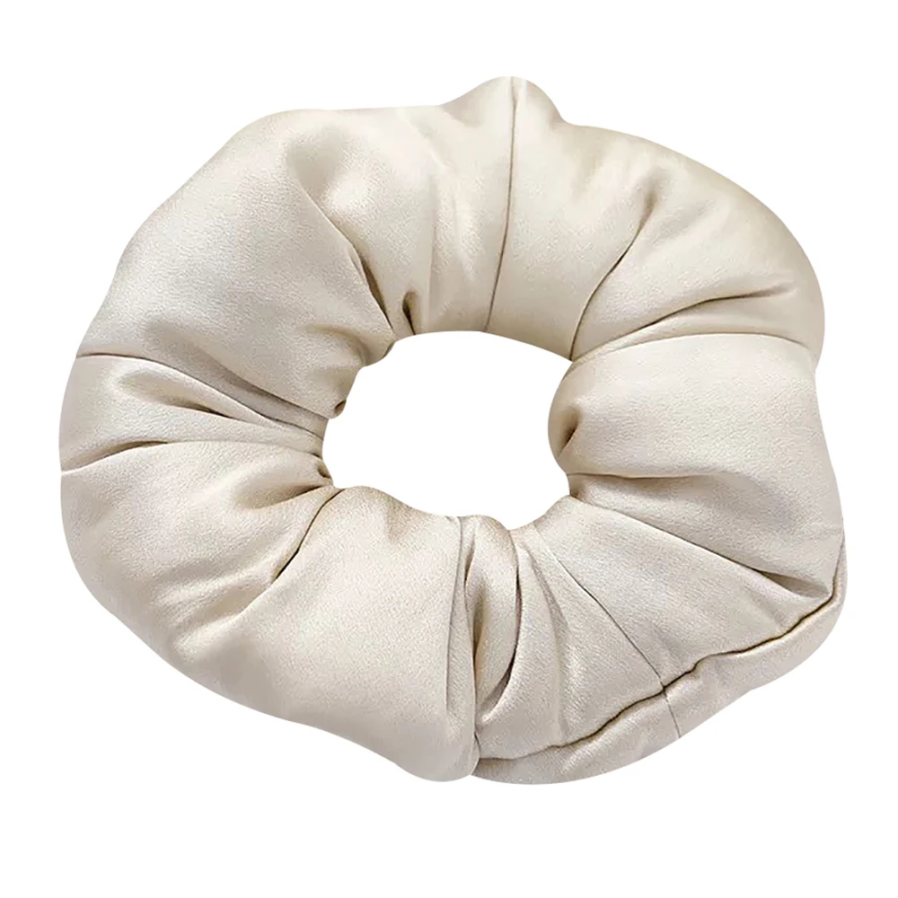 100% Pure Mulberry Silk Large Pillow Scrunchies Clouds Pillow Sleep Hair Bands Cotton Filling for Women Girls 30 Momme 6CM
