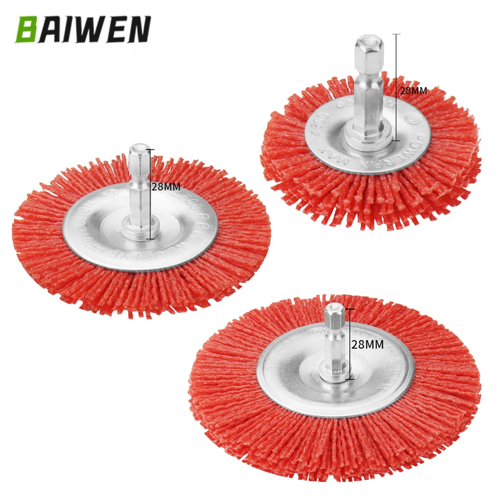 Nylon Flat Brush Abrasive Wire Wheel For Drill Rotary Tool Wood Polishing Deburring Brushes 50/75/100mm Angle Grinder Tool