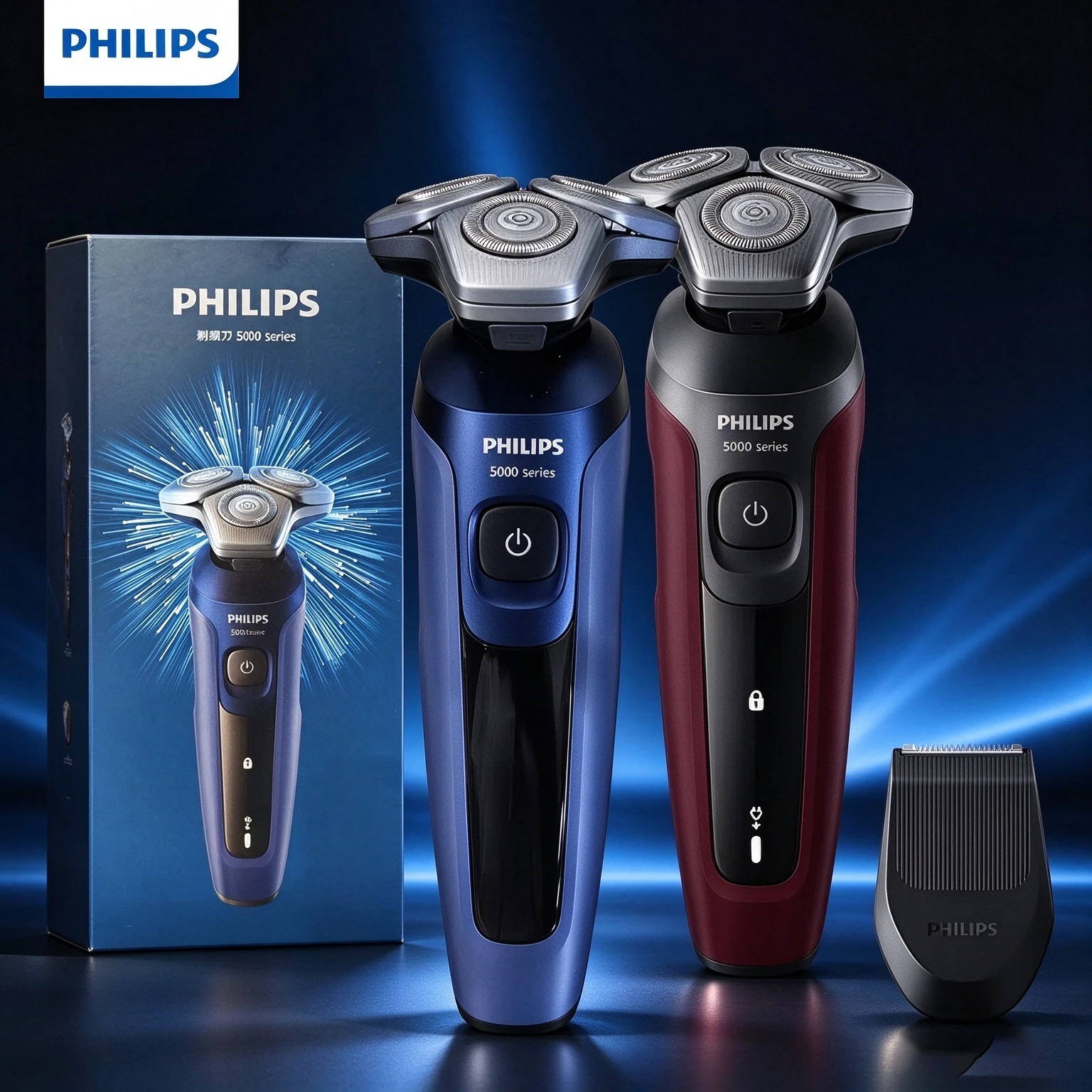 Philips Series5000 Electric Shaver S5388 S5499 Pentagon Shaving Head 6D Floating Ipx7 Wet Dry Shaver with Precision Trimmer