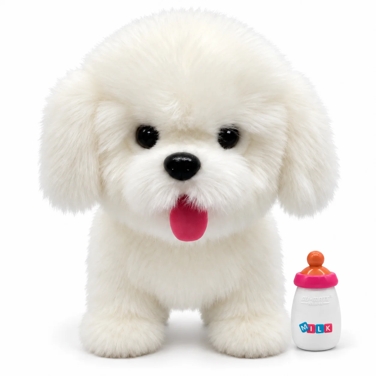 Interactive  Maltese Robot Dog Toy Electronic Plush 12 Inch Soft Stuffed Animal Gift for Kids