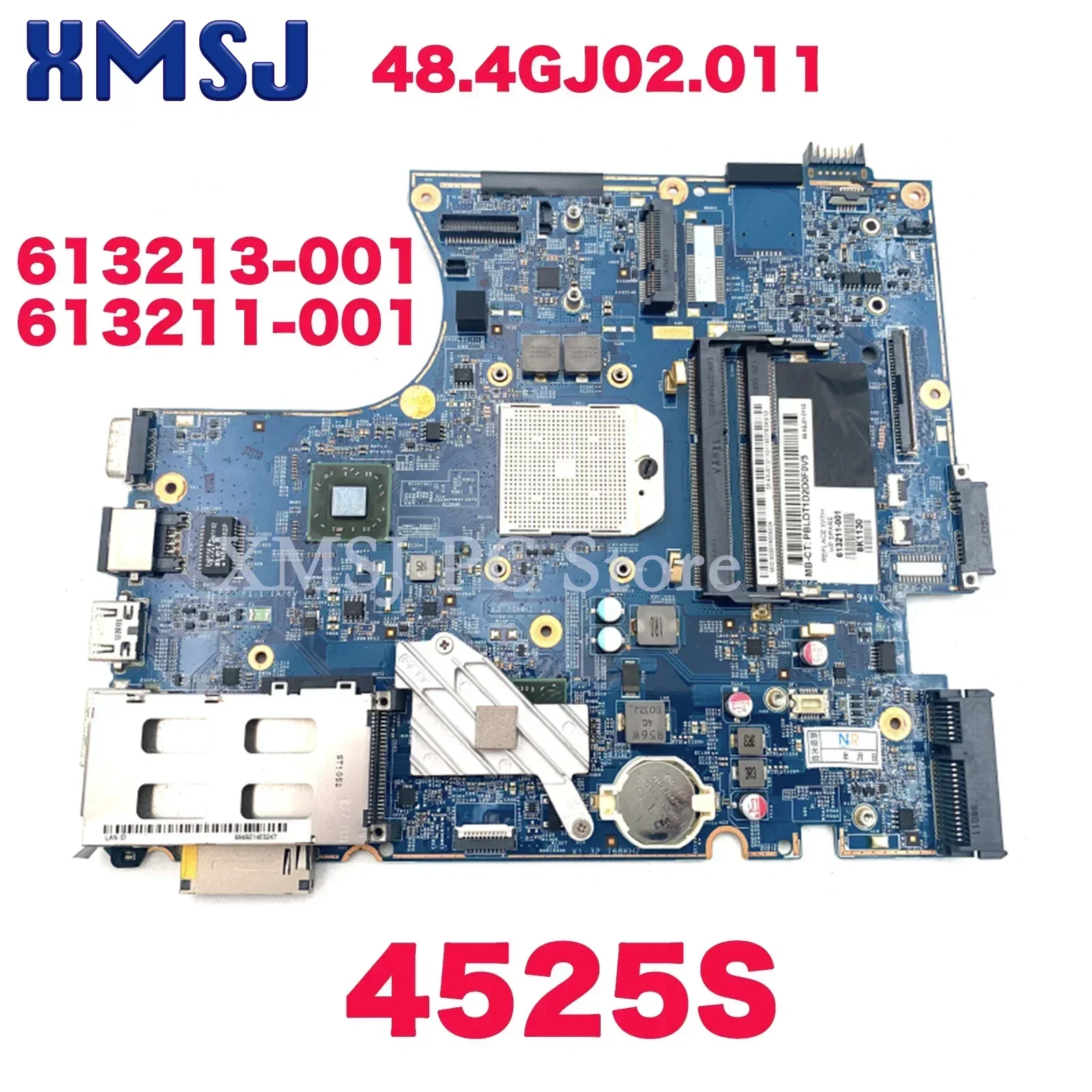 

XMSJ For HP Probook 4525S Laptop Motherboard 48.4GJ02.011 613213-001 613211-001 Socket S1 DDR3 Free CPU