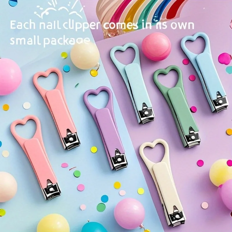 Ensemble de coupe-ongles pliables 5/8 pièces, mini-outils en acier inoxydable en forme de cœur, kit de manucure et pédicure pour la maison, cadeau pour fête d'anniversaire