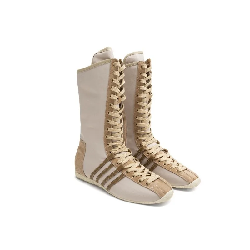 

Женские весенне-осенние высокие подиумные боксерские ботинки в стиле ретро, кожаные лоскутные повседневные кроссовки Ins Tide