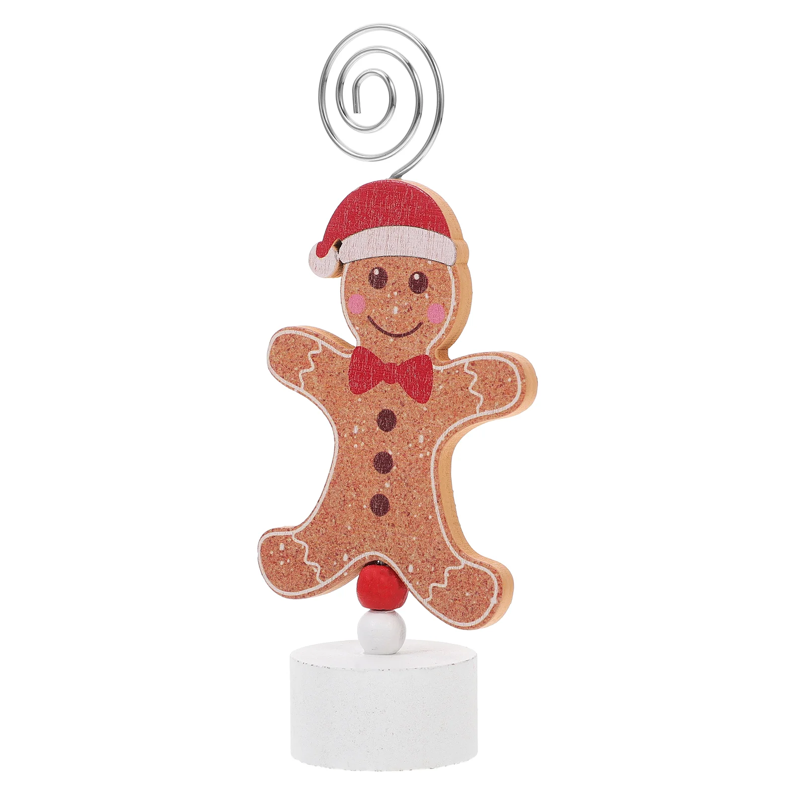 Gingerbread Man Business Card Holder Photo Holders for Pictures Desk Decor Candlestick Name Wood Stand