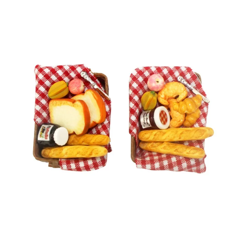 1:12 Simulation Mini Bread Basket Doll House Accessories Diy Miniature Model Figurines Creative Picnic Scene Decoration Toys