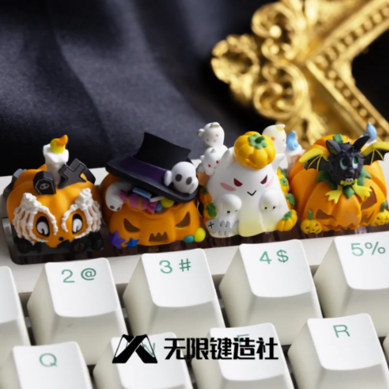 Halloween Pumpkin Series Themed Keycap Single Cute Resin Mechanical Keyboard Accessorie Keycap Customization ESC Gift