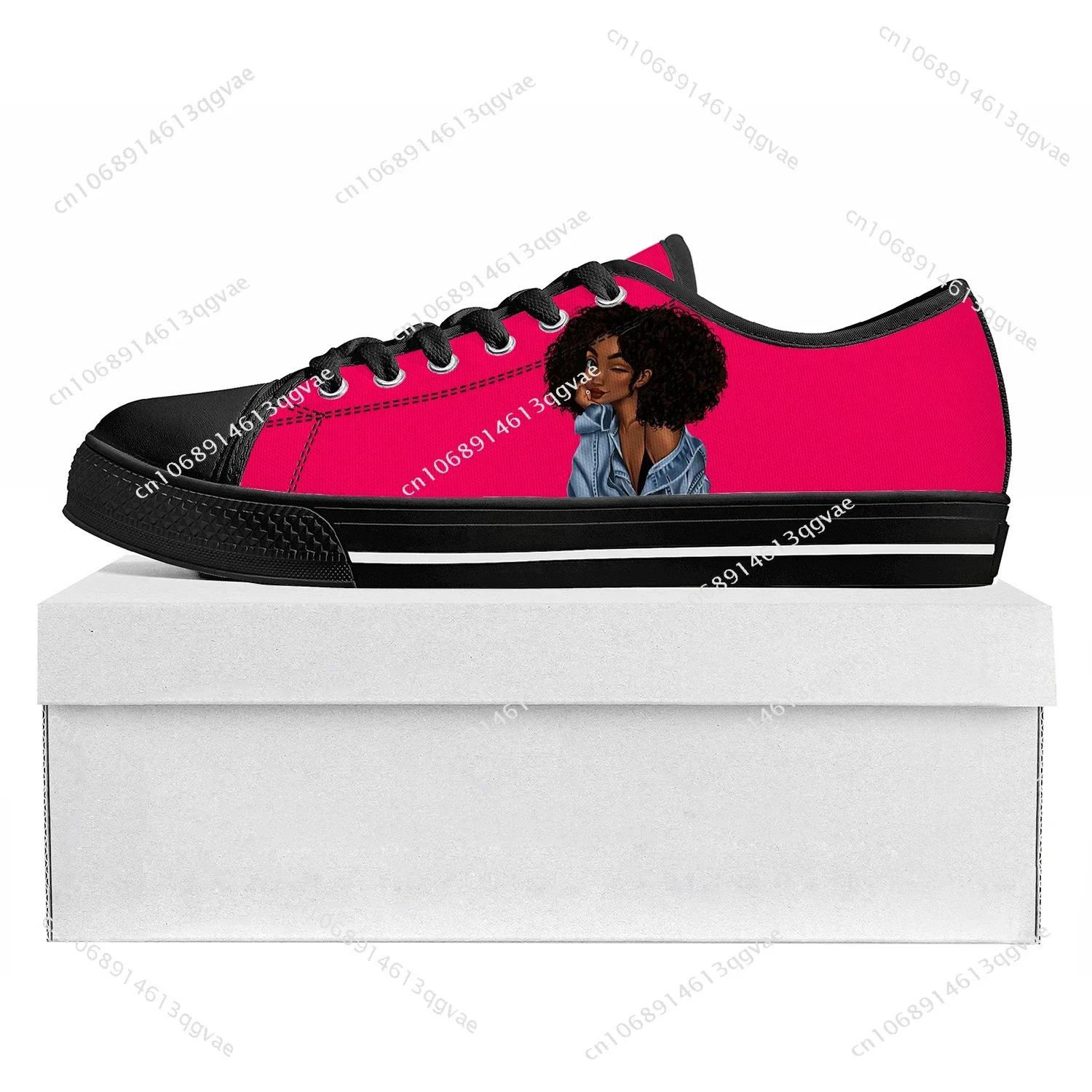 African Woman Black Pop Low Top High Quality Sneakers Mens Womens Teenager Canvas Sneaker  Prode Casual Couple Shoes Custom Shoe