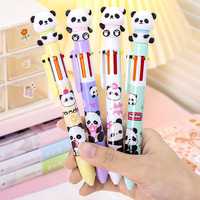 1 Piece Lytwtw's Cute Ballpoint Pen Press Cartoon Panda Multicolor 6 In 1 Colors Stationery School Office Supply Creative