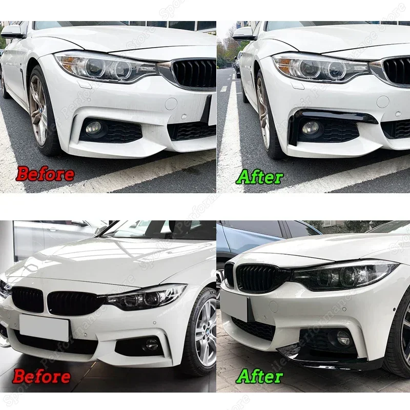 2Pcs Front Bumper Lip Side Spoiler For BMW 4 Series F32 F33 F36 M-Sport 2014-2020 Splitter Diffuser Body Kit Tuning Accessories