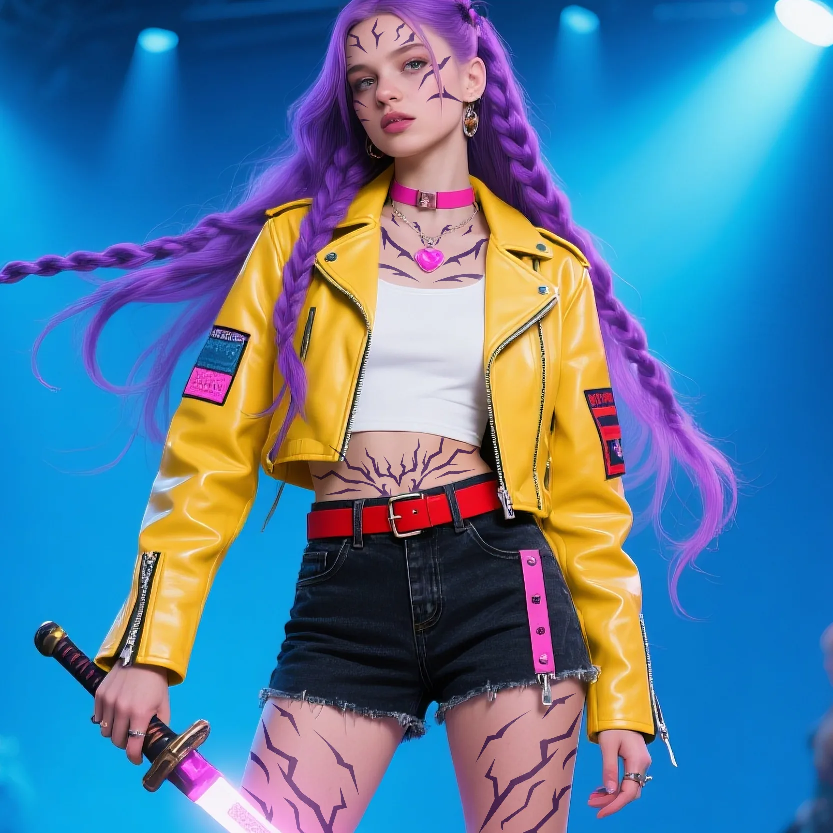 أنيمي KPop شيطان الصيادين رومي تأثيري الدعامة الوشم ملصق رومي كانغ الوشم ملصق شيطان ملصق هالوماس حفلة الكبار الدعامة