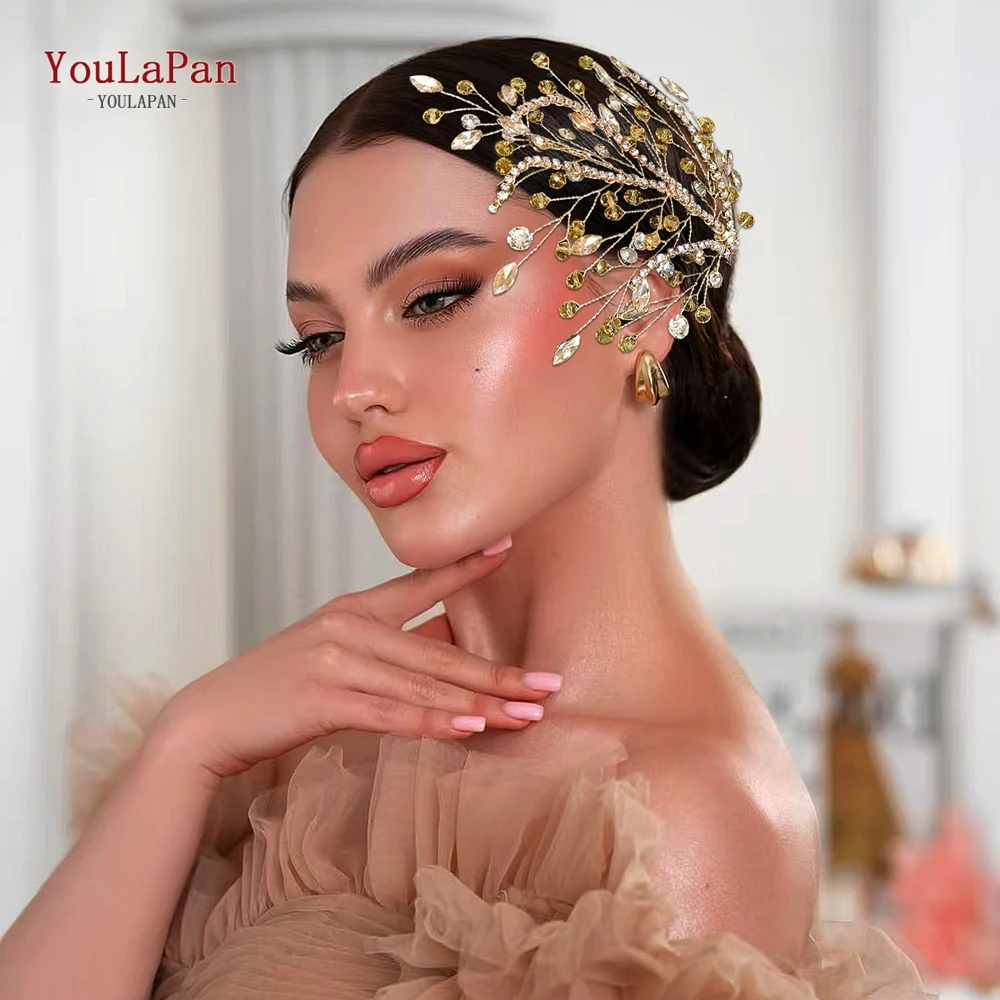 

YouLaPan Rhinestone Crystal Headpiece Bridal Wedding Shiny Hair Accessories Handmade Headwear Dancing Party Head Jewelry HP587