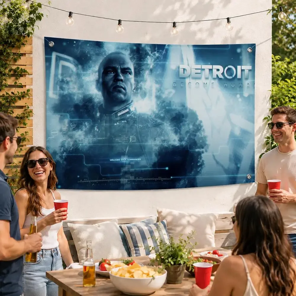 Detroit Become Human Game Sci-Fi Flag Soft skin-friendly Durable Tapestry Outdoor party Home living room bedroom Decoration