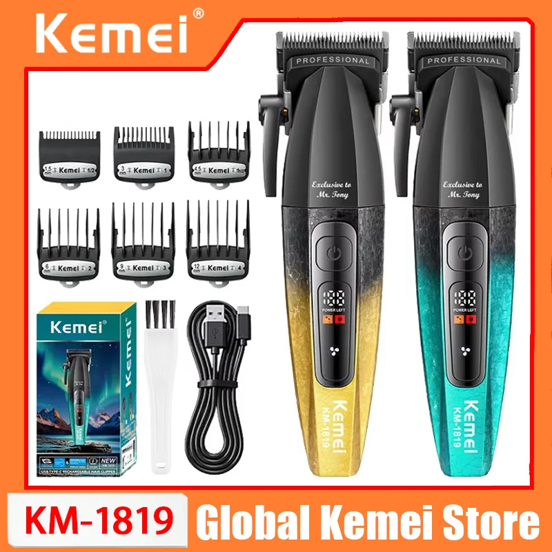 

Kemei 1819 Electric Hair Clippers Men Professional Rechargeable Cordless Hair Cutting Machine High Quality Hair Trimmer Barber