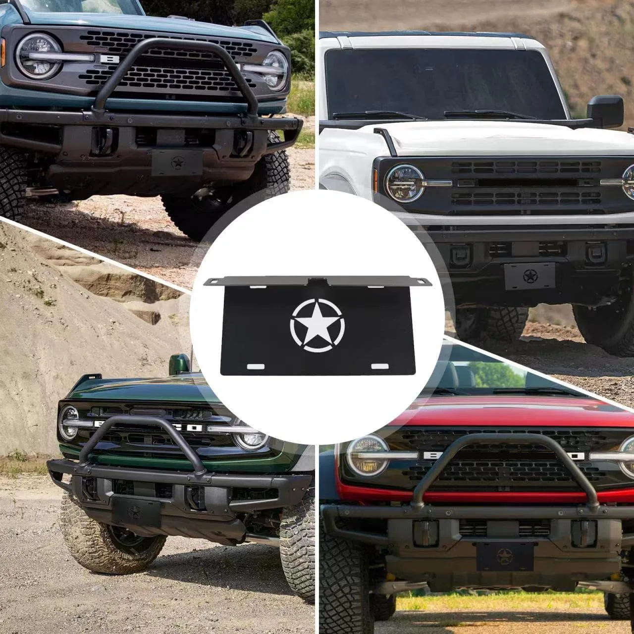 

For Ford Bronco 2021-2026 Front Bumper License Plate Holder Bracket Metal Registration Plate Frame Mount