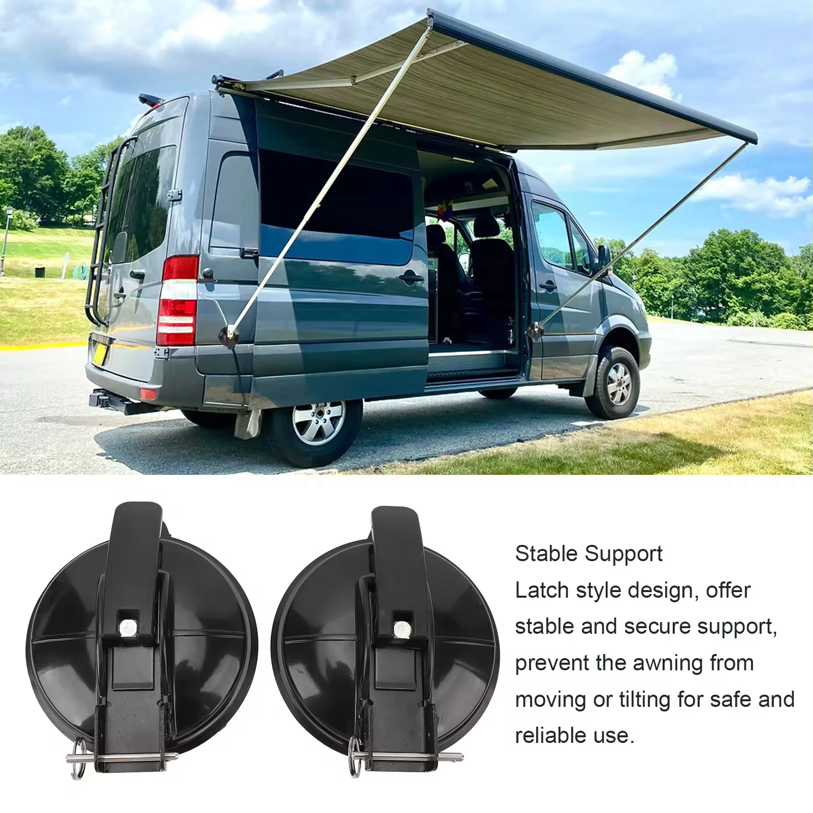 1/2pcs Portable Extra Heavy Duty Lock Suction Cups Black Outdoor Travel RV Camping Awning Sunshade Canopy Replacement Parts