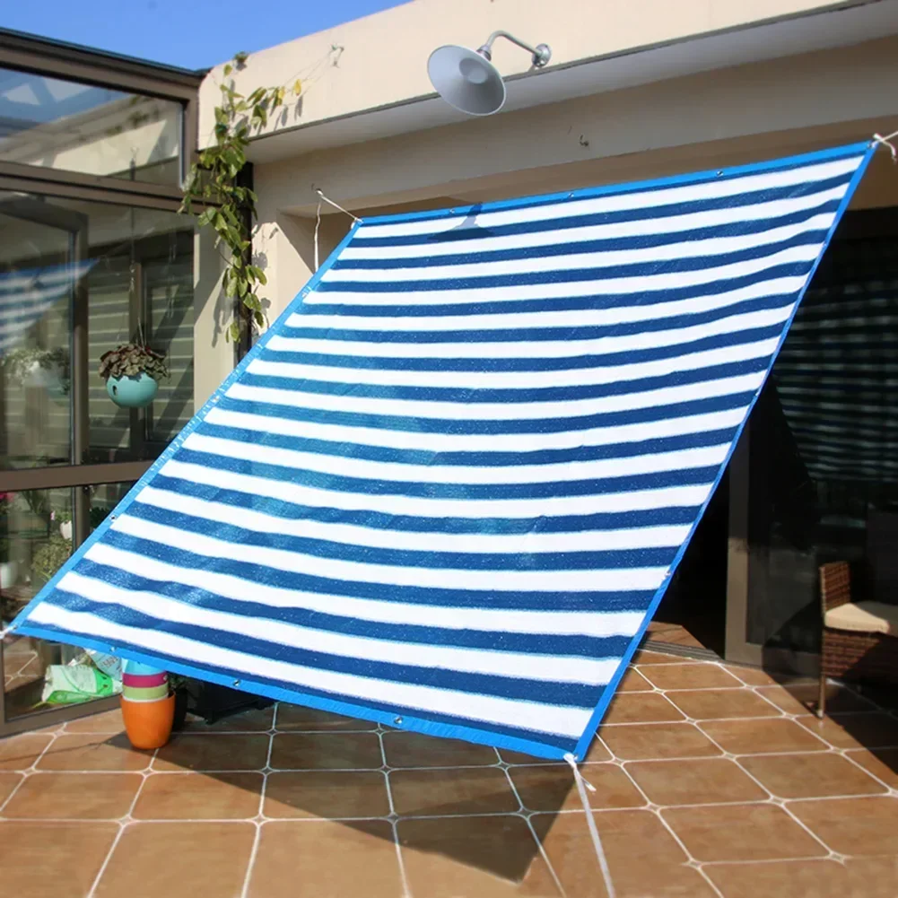 Blue & White Striped Sunshade Net, 85% Shading Rate, Acid & Tear Resistant Plastic, 2x2m/2x4m Sizes for Patios & Gardens