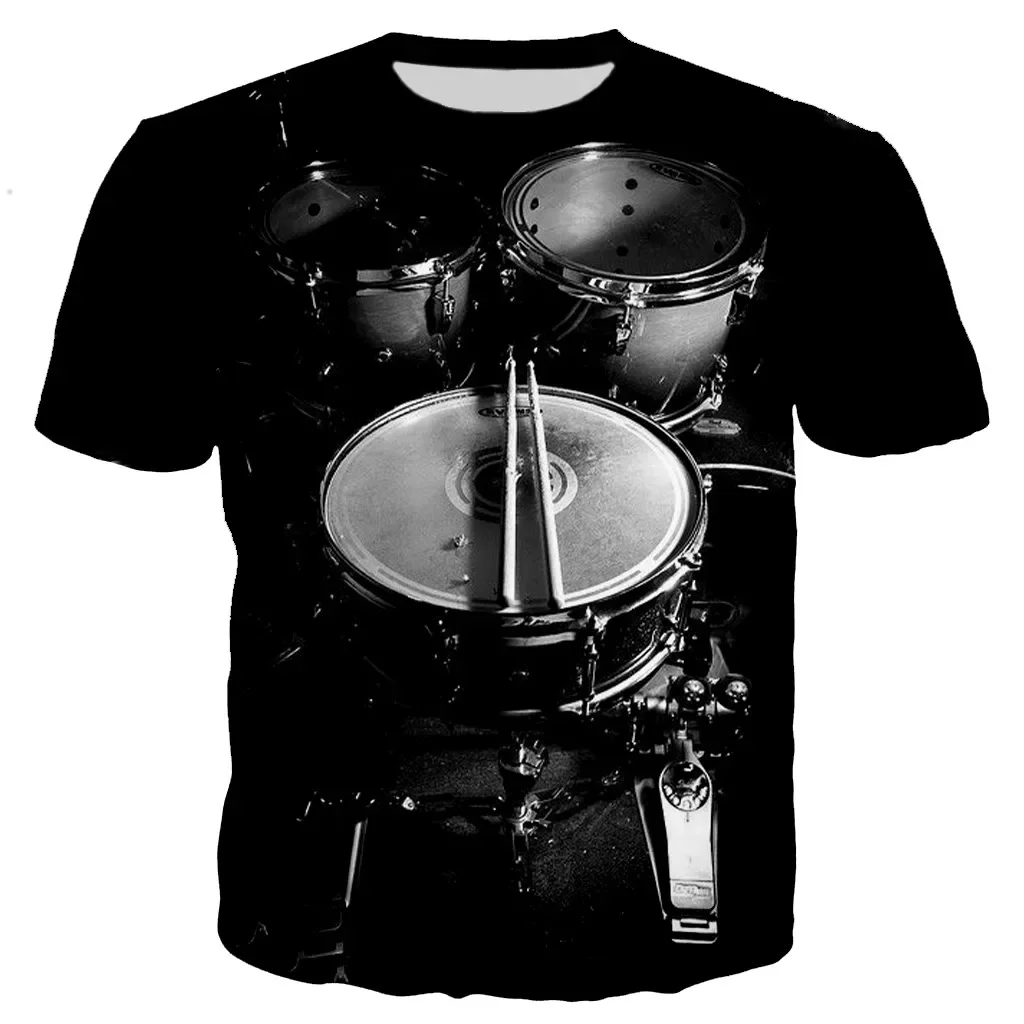 Classic Drum and Street Music 3D Printed T-Shirt Youth Casual Round Neck Short Sleeve top tees