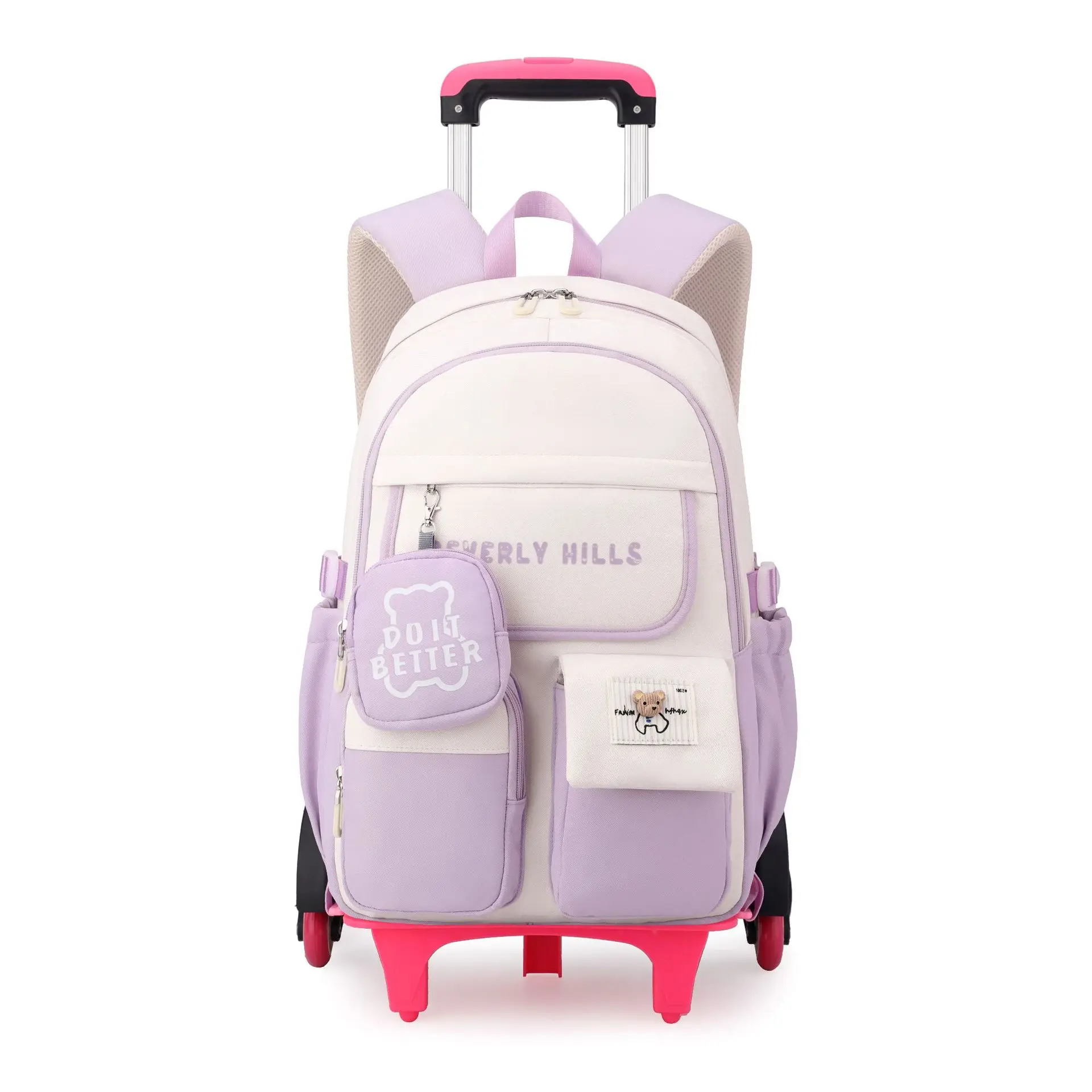 Rolling School Bags for Girls Backpack Children Waterproof School Backpacks with Wheels Middle School Trolley Luggage Back Pack