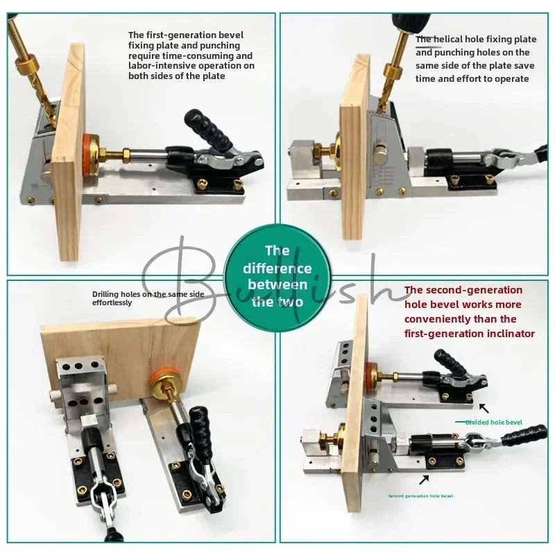 Woodworking oblique hole positioner opening hole punching oblique hole puncher step drill wooden board assembly wardrobe