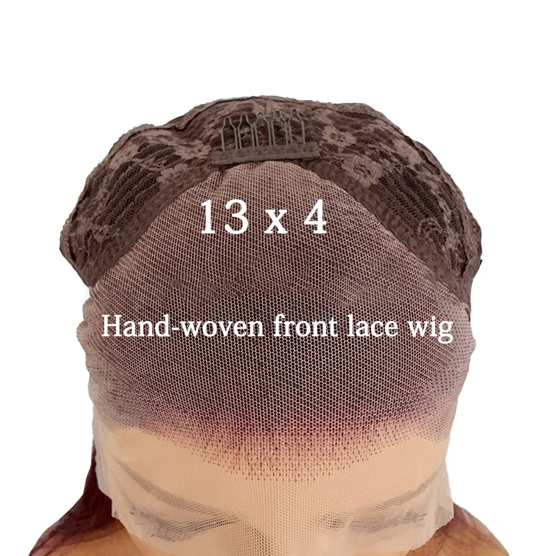 Venta de liquidación: pelo rizado pequeño rojo vino de 18-26 pulgadas, pelo sintético de encaje frontal 13x4, adecuado para pelucas tejidas a mano para mujeres