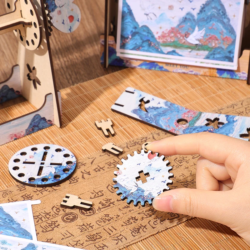 2026 ภูมิทัศน์ในฝันใหม่ไม้ปฏิทินตั้งโต๊ะแบบใช้มือหมุนเฉิงเฟิงโปหลาง,ซินยูซานไห้สไตล์โบราณ