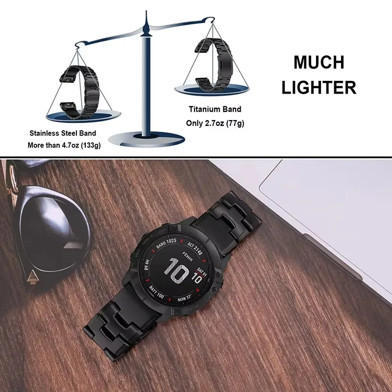 Titanium Alloy Watch Bracelet for Garmin Fenix 8 51mm 47mm 7X 6X MARQ Gen 2 Descent Mk3i G1 Epix Pro 5X Plus Band Quickfit Strap