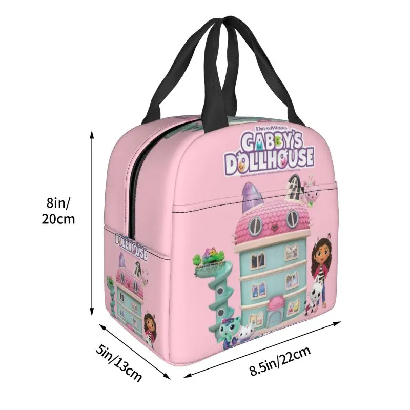 Gabbys Dollhouse Resuable Lunch Boxes for Leakproof Cartoon Gabby Kids Thermal Cooler Food Insulated Lunch Bag Office Work