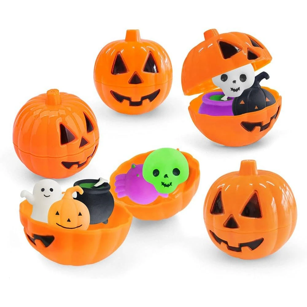 Halloween Toy 30PCS for Kids Adult Bat Pumpkin Random Mini Kawaii Mochi Squishy Squeeze Toy Party Favors with 10PCS Pumpkin Jars