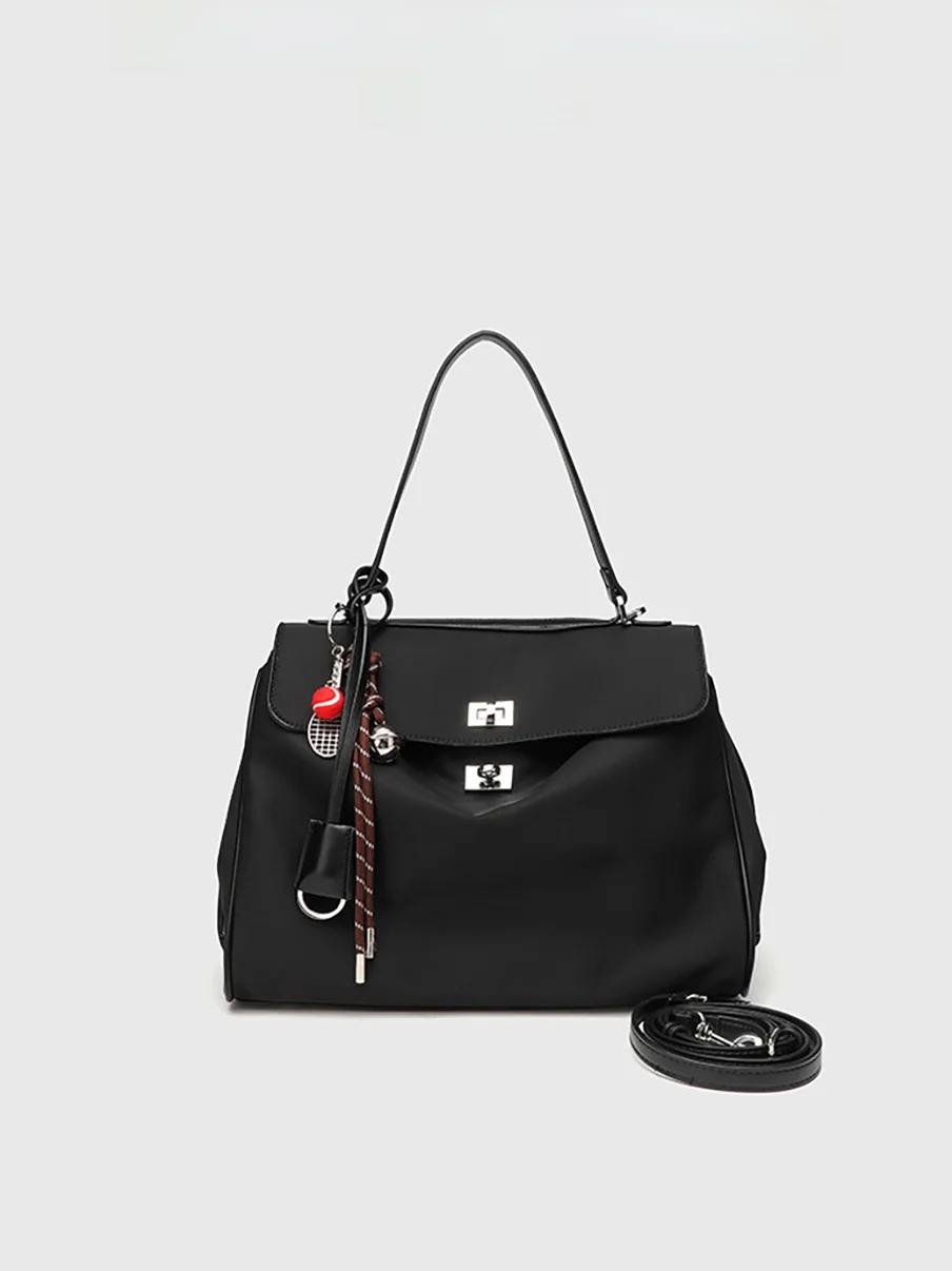 Bolso de Hombro Brillar Yisha2026 New Rodeo , de Nylon y Cuero con Parches, para Mujer, con Cierre de Hebilla