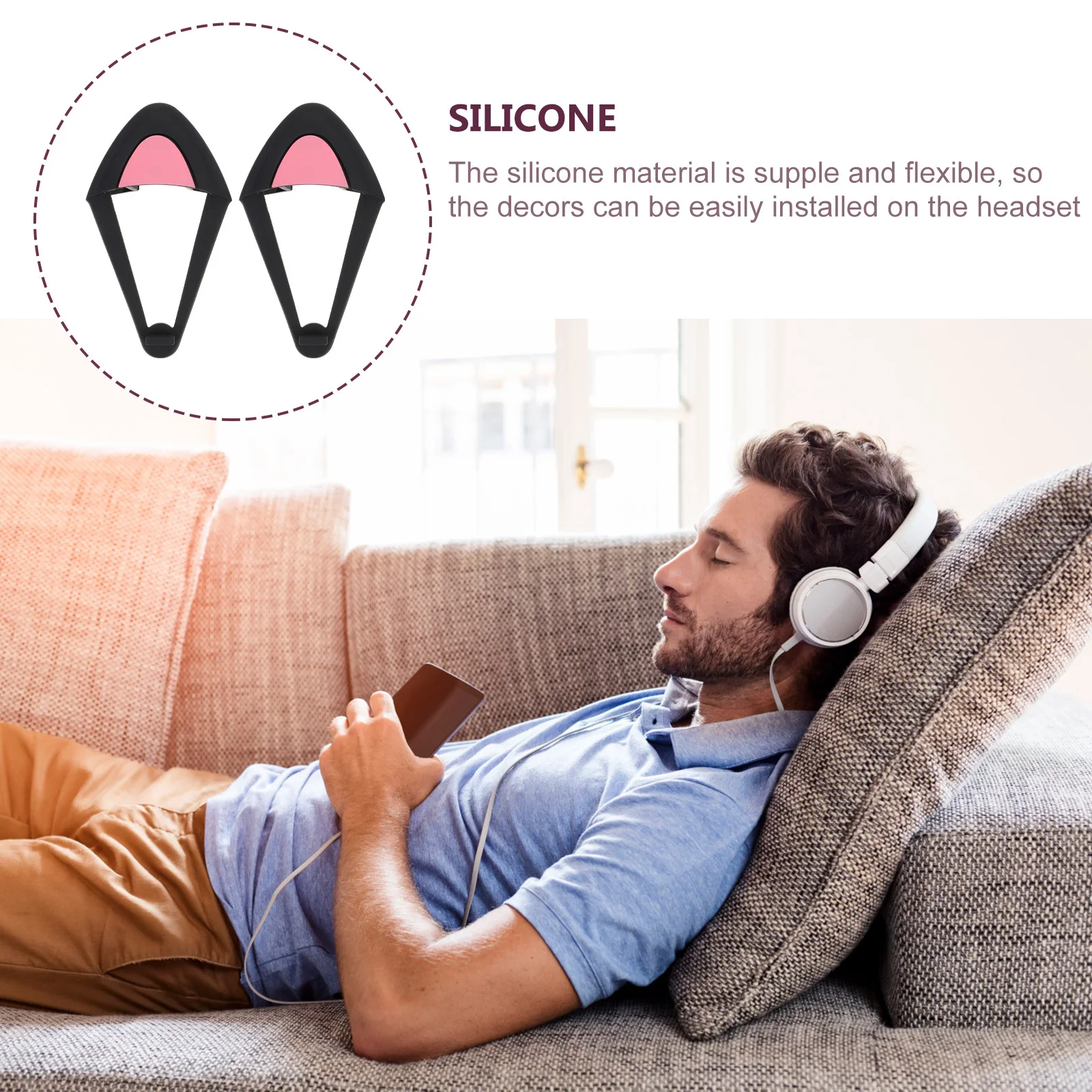 

1Pair Cat Ear Headphone Adornments Exquisite Craftsmanship Unique Design for Multiple Headsets Headset Decorations